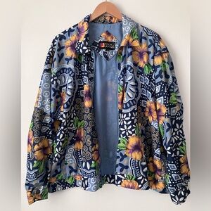 Andy Johns Windbreaker Nylon Lightweight Jacket Floral Size L Vintage Re…